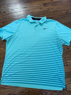 Nike Light Blue Striped Golf Polo